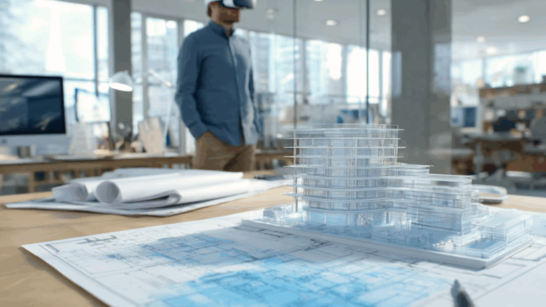 Virtuelle Tour mit VR-Brille Architektur Planung durch moderne Immobilie